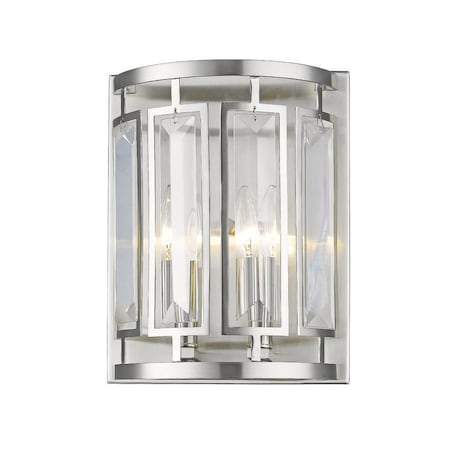 Mersesse 2 Light Wall Sconce, Brushed Nickel & Clear